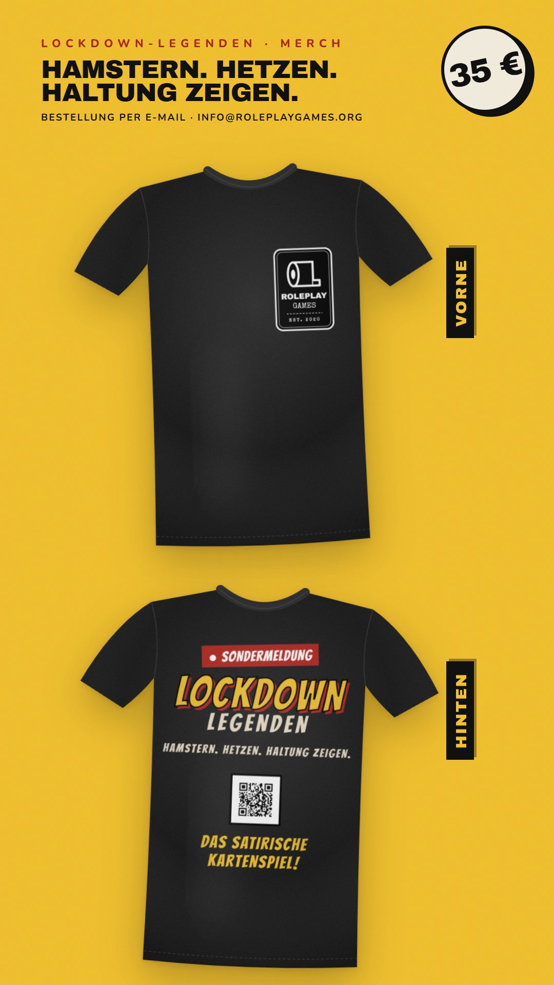 T-Shirt Sondermeldung, schwarz, vorn und hinten